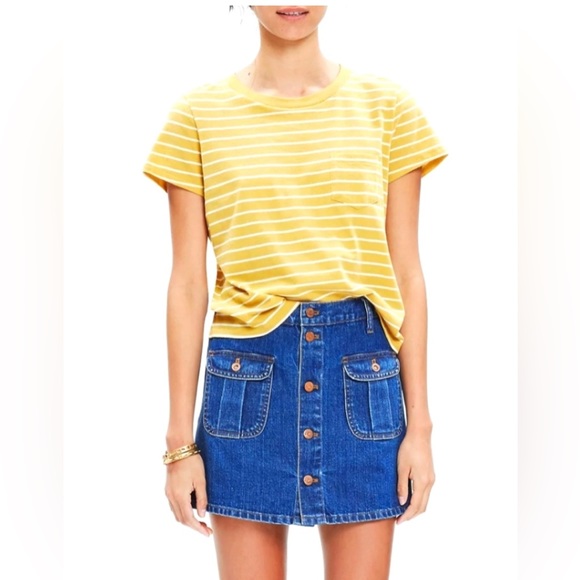 Madewell ~ Radio Tee in Largo Stripe in Bronzed Buttercup - Picture 9 of 9
